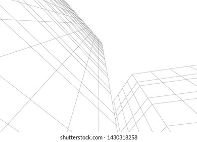 Abstract modern architecture building 3d