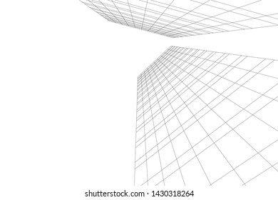 Abstract modern architecture building 3d