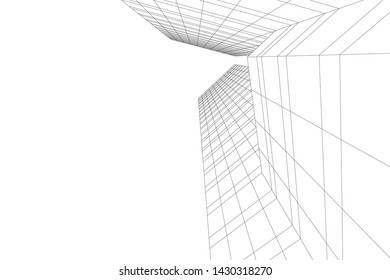 Abstract modern architecture building 3d