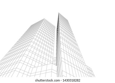 Abstract modern architecture building 3d