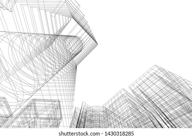 Abstract modern architecture building 3d