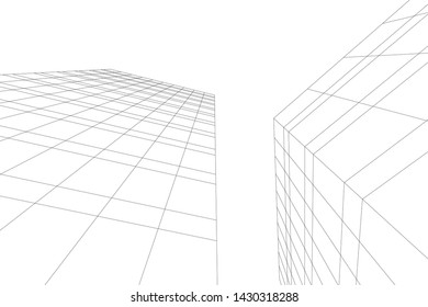 Abstract modern architecture building 3d
