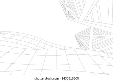 Abstract modern architecture building 3d