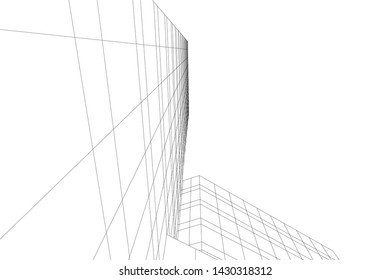 Abstract modern architecture building 3d