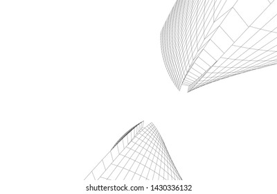 Abstract modern architecture building 3d