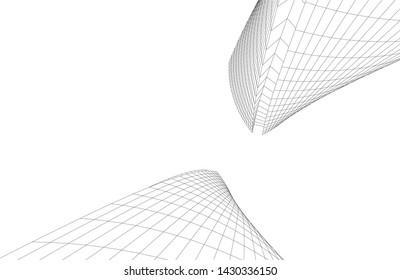 Abstract modern architecture building 3d