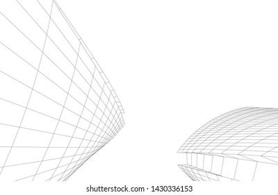 Abstract modern architecture building 3d