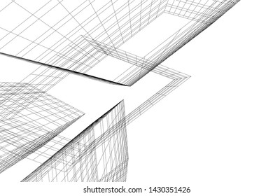 Abstract modern architecture building 3d