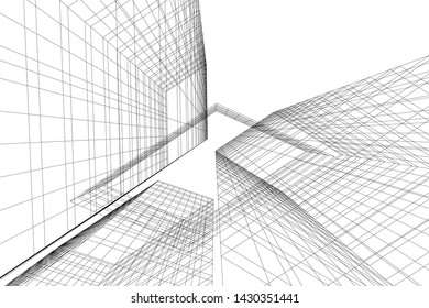 Abstract modern architecture building 3d