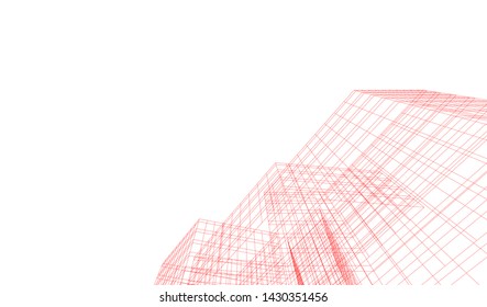 Abstract modern architecture building 3d