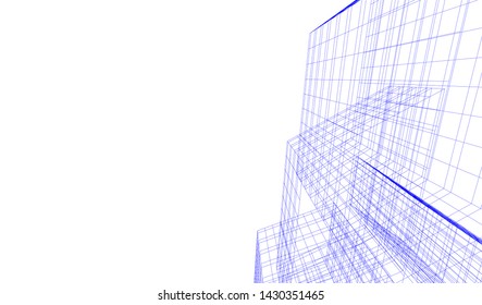 Abstract modern architecture building 3d