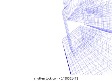 Abstract modern architecture building 3d