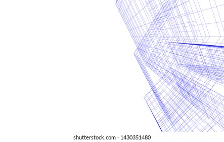 Abstract modern architecture building 3d