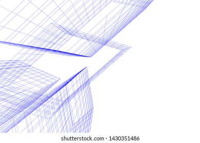 Abstract modern architecture building 3d
