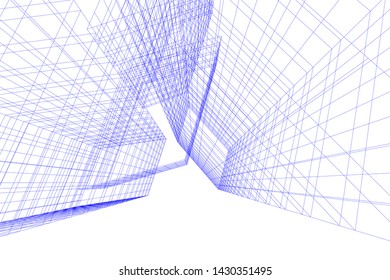 Abstract modern architecture building 3d