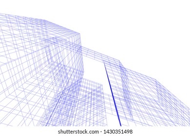 Abstract modern architecture building 3d