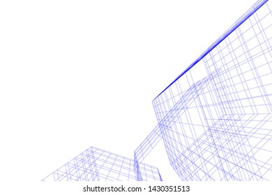 Abstract modern architecture building 3d