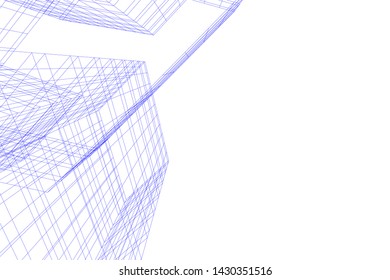 Abstract modern architecture building 3d