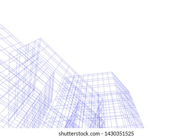 Abstract modern architecture building 3d