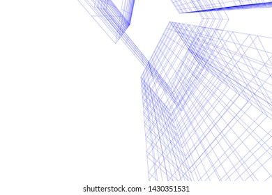 Abstract modern architecture building 3d