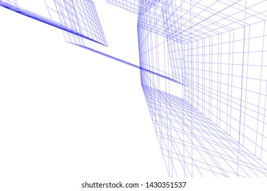 Abstract modern architecture building 3d