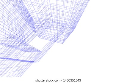 Abstract modern architecture building 3d