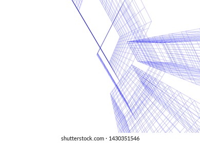 Abstract modern architecture building 3d