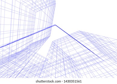 Abstract modern architecture building 3d