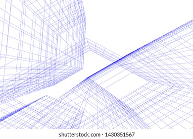 Abstract modern architecture building 3d