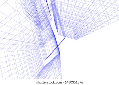 Abstract modern architecture building 3d
