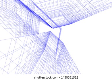 Abstract modern architecture building 3d