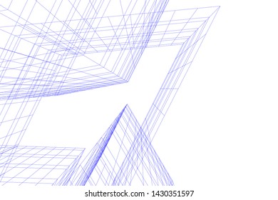 Abstract modern architecture building 3d