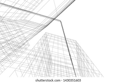 Abstract modern architecture building 3d