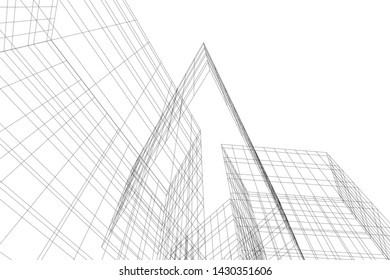 Abstract modern architecture building 3d