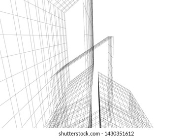 Abstract modern architecture building 3d
