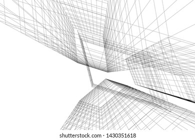 Abstract modern architecture building 3d