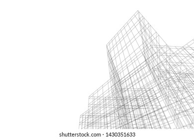 Abstract modern architecture building 3d
