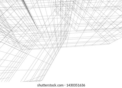 Abstract modern architecture building 3d