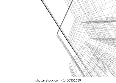 Abstract modern architecture building 3d