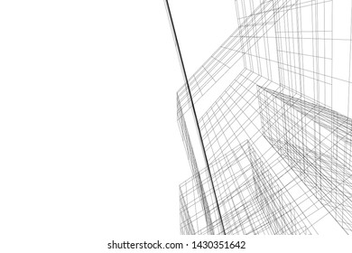 Abstract modern architecture building 3d