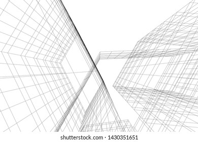 Abstract modern architecture building 3d