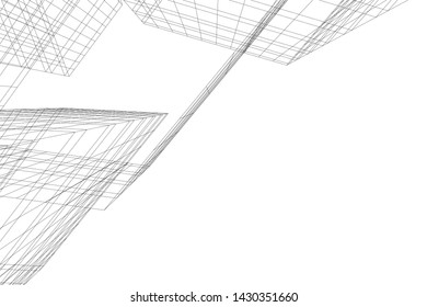 Abstract modern architecture building 3d