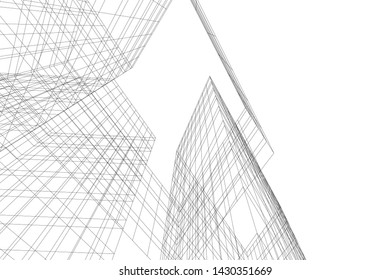 Abstract modern architecture building 3d