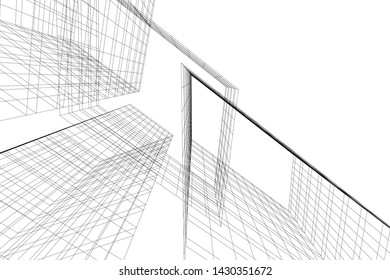 Abstract modern architecture building 3d