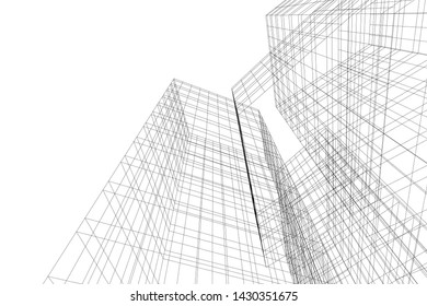 Abstract modern architecture building 3d
