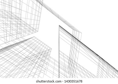 Abstract modern architecture building 3d
