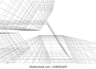 Abstract modern architecture building 3d