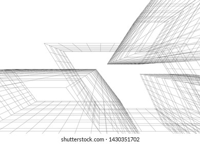 Abstract modern architecture building 3d