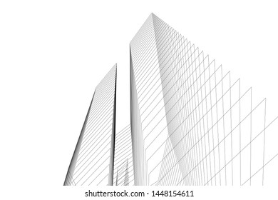Abstract modern architecture building 3d illustration