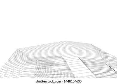 Abstract modern architecture building 3d illustration
